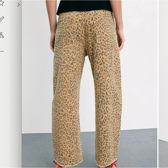 Le Jean Leopard Barrel Jeans Size 24 Baggy Ankle Raw Hem Animal Designer $300 - Picture 2 of 16